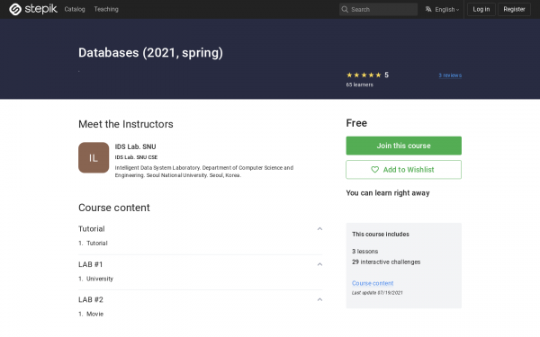 Databases (2021, spring)