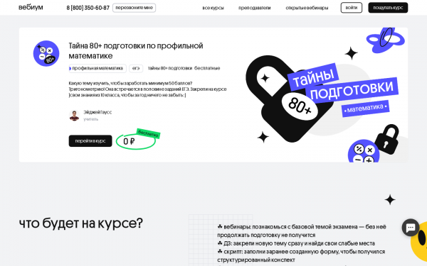 Тайна 80+ подготовки по профильной математике
